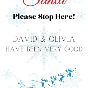 DIGITAL Personalised Santa Please Stop Here Print | Family Christmas Print | Family Print | Christmas Decoration | Personalized