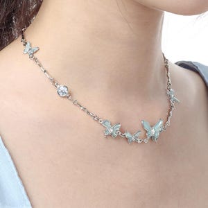 Blue Butterfly Choker Necklace | Adjustable Jewelry | Gift Choice | Nickel-Free