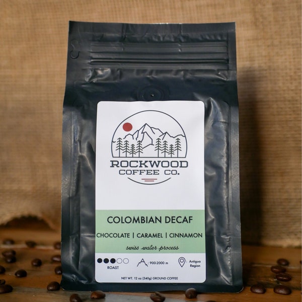 Colombian Decaf - Swiss Water Process Medium Roast, Coffee Beans, Mother's Day Gift, Ground Coffee, Coffee Lover, Rockwood Coffee Co