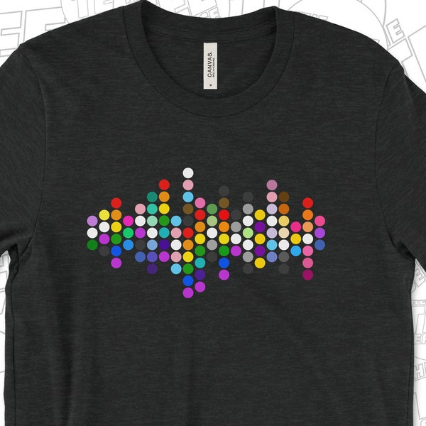 LGBTQ and Ally Pride Dots T-Shirt Representing 20 LGBT Pride Flags Gay Lesbian Bi Trans Queer  Love Is Love Say Gay