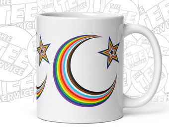 LGBTQ Pride Crescent and Star Rainbow Mug LGBT Religion Beloved Arise Queer Youth of Faith Religious Pride Mug