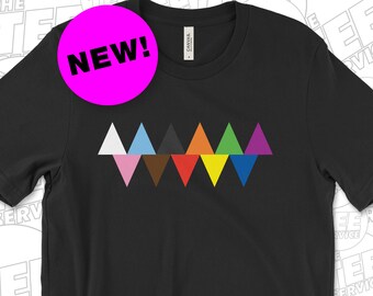 LGBTQ and Ally Pride Triangles T-Shirt 2 Representing the Progress Pride Flag Colors Lesbian Gay Bi Transgender Queer Love Is Love