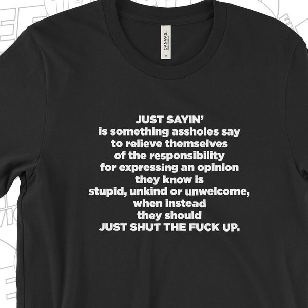 Just Sayin T-Shirt, STFU Shirt, Shut the Fuck Up T-Shirt, Be Kind T-Shirt