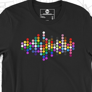 LGBTQ and Ally Pride Dots T-Shirt Representing 20 LGBT Pride Flags Gay Lesbian Bi Trans Queer  Love Is Love Say Gay