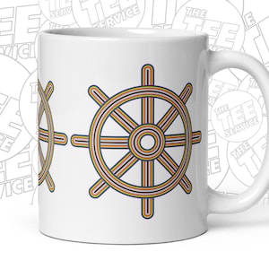 LGBTQ Pride Rainbow Dharma Wheel Mug Gay Lesbian Bi Trans Queer Religious Queer Youth of Faith Beloved Arise