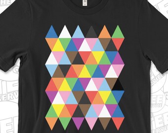 LGBTQ and Ally Pride Triangles T-Shirt Representing the Progress Pride Flag Colors Lesbian Gay Bi Transgender Queer Love Is Love