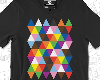 LGBTQ and Ally Pride Triangles T-Shirt Representing the Progress Pride Flag Colors Lesbian Gay Bi Transgender Queer Love Is Love