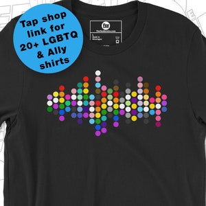 Subtle Graphic LGBTQ Pride Dots Ally Friendly T-Shirt Representing 20 Pride flags