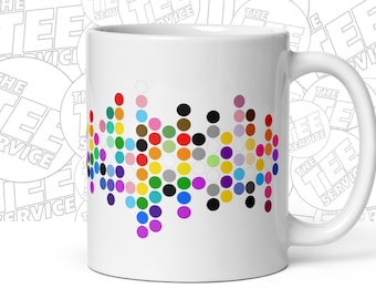 Taza con banderas del orgullo LGBTQ+ y puntos: diseño amigable