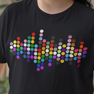 Subtle Graphic LGBTQ Pride Dots Ally Friendly T-Shirt Representing 20 Pride flags