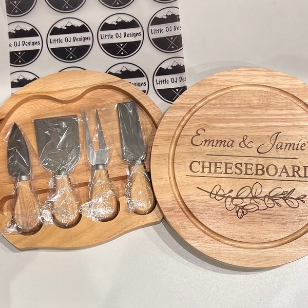 Personalised cheese board with knife set, turning. Any design -  birthday, anniversary, mother's day gift