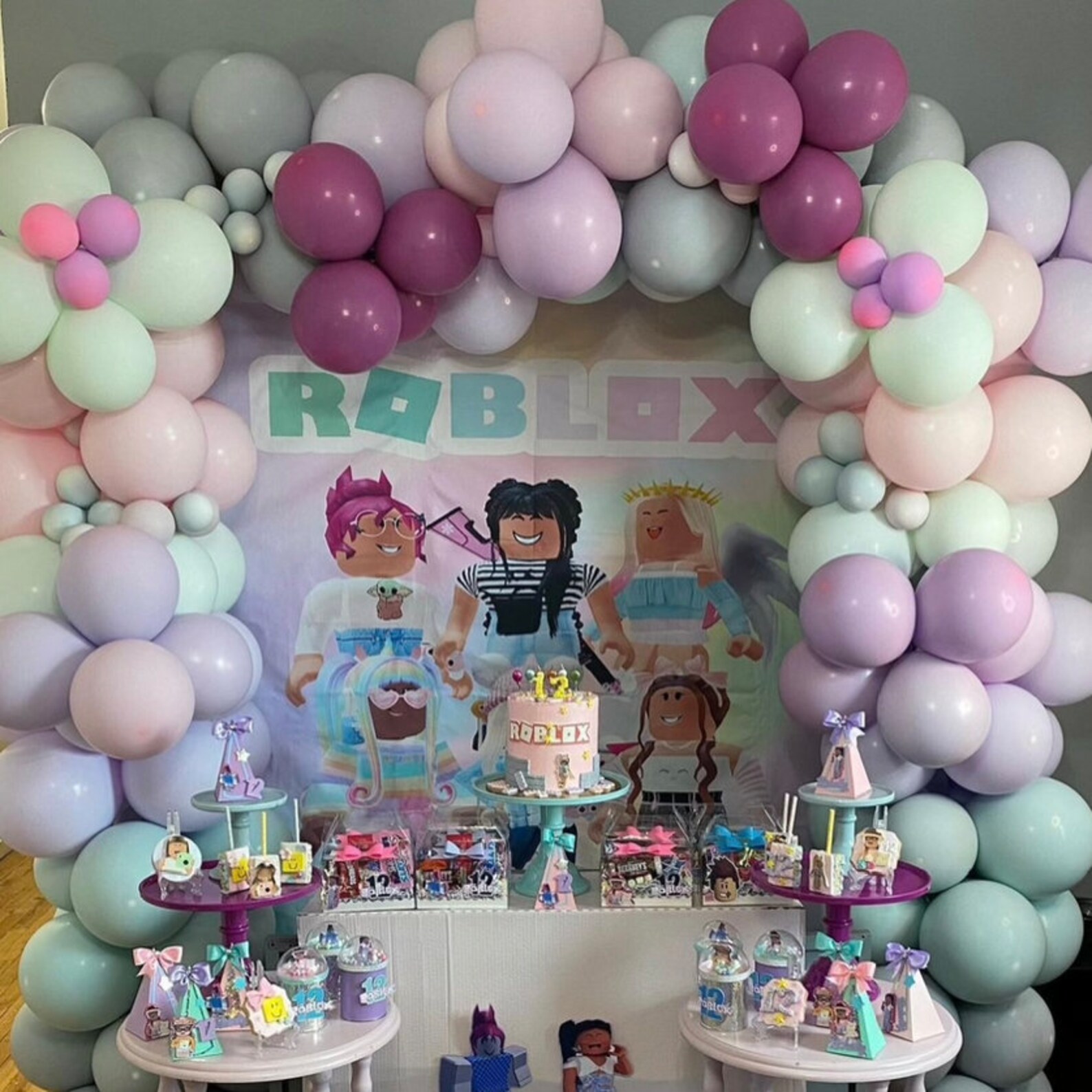 7x5ft roblox girls party decor backdrop pink girl party Etsy