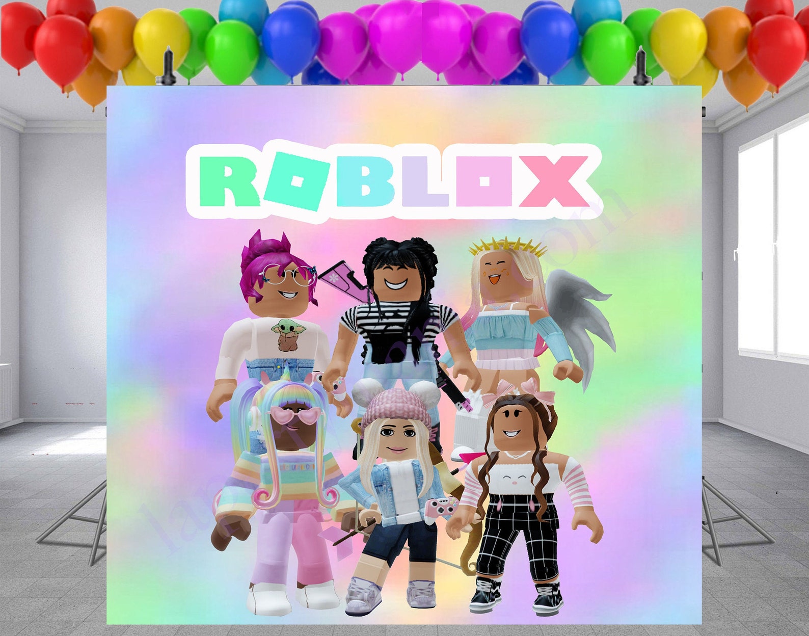 7x5ft roblox girls party decor backdrop pink girl party Etsy