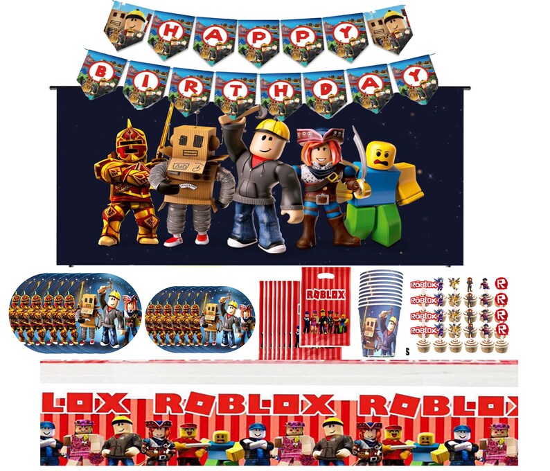 Roblox party supplies party roblox caketopper backdrop Etsy
