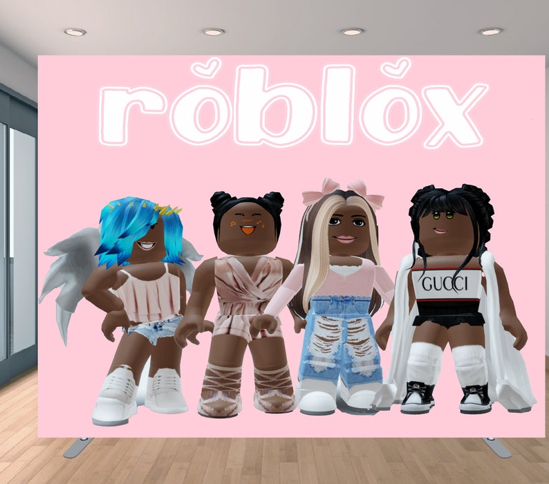 Black African Girls Roblox Party Backdrop Avatars Roblox Etsy Ireland