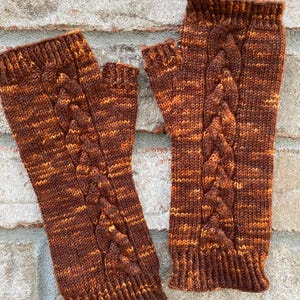 Knuckle Buster Fingerless Mitts Knitting Pattern: Women&#39;s Cable Knit Gloves (PDF)