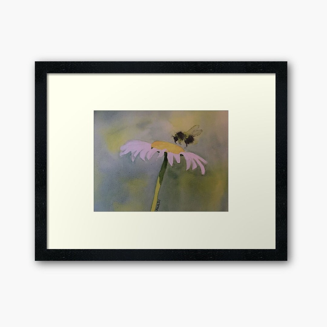 Wall Art Print Watercolour Botanical Art Print Daisy and Bee Etsy