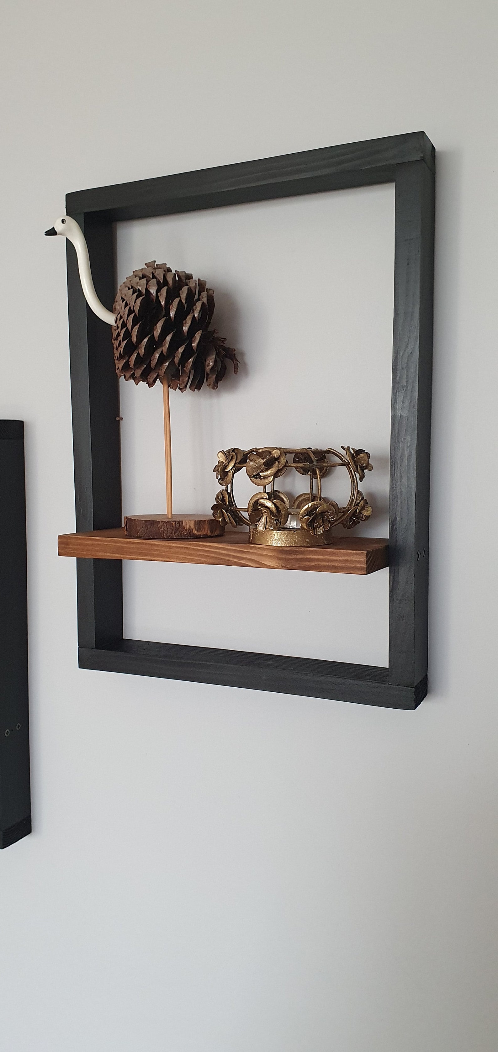 Wood Frame Set With 2 Shelves Wall Frame Holder Decorative Etsy