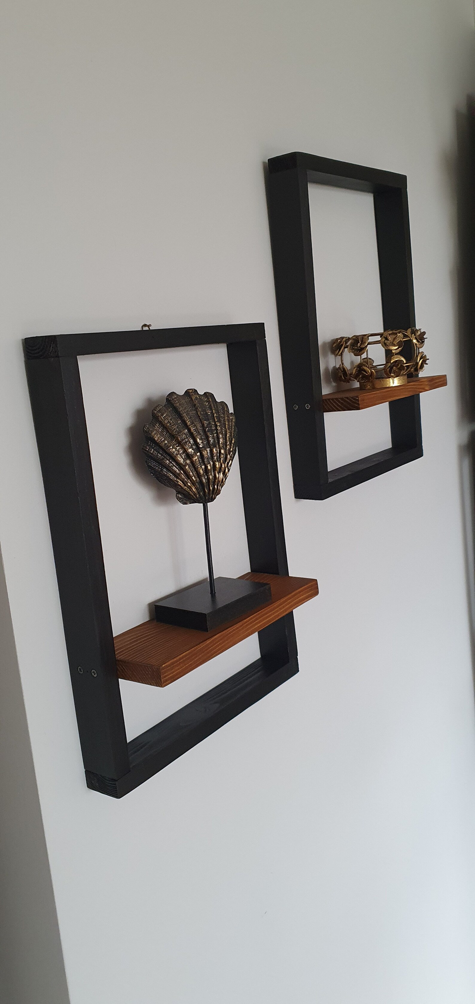 Wood Frame Set With 2 Shelves Wall Frame Holder Decorative Etsy