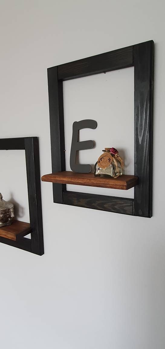 Wood Frame Set With 2 Shelves Wall Frame Holder Decorative Etsy