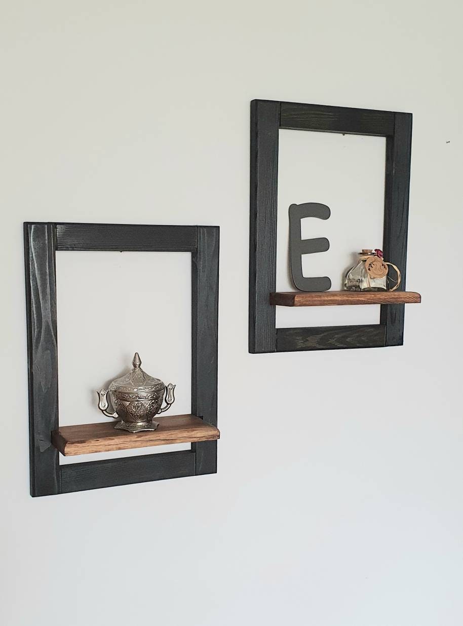 Wood Frame Set With 2 Shelves Wall Frame Holder Decorative Etsy