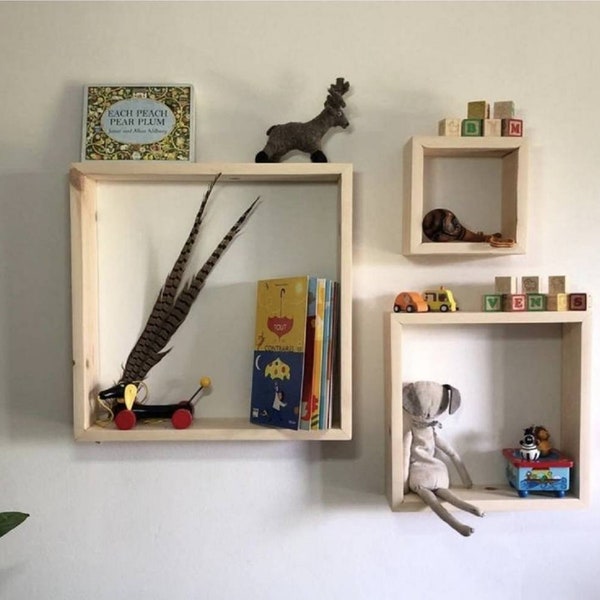 Wooden Shelves, Floating Shelf, Cube Shelf, Art Gallery Shelf, Square Shelves, Nursery, Bookshelf, Rustic Display Shelf, Box Shelf, Rustic