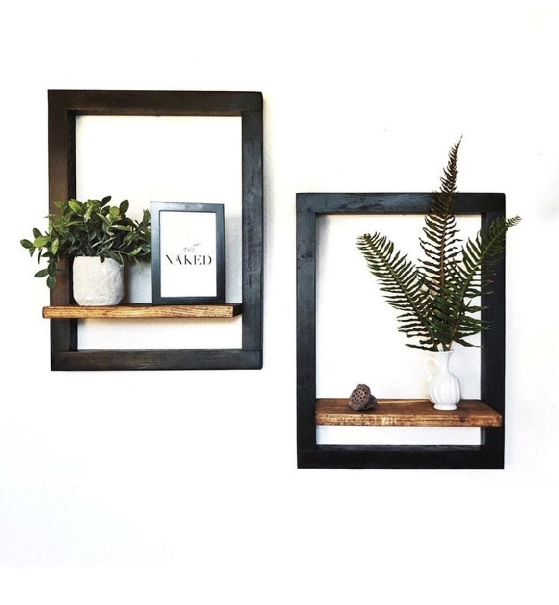 Wood Frame Set With 2 Shelves Wall Frame Holder Decorative Etsy