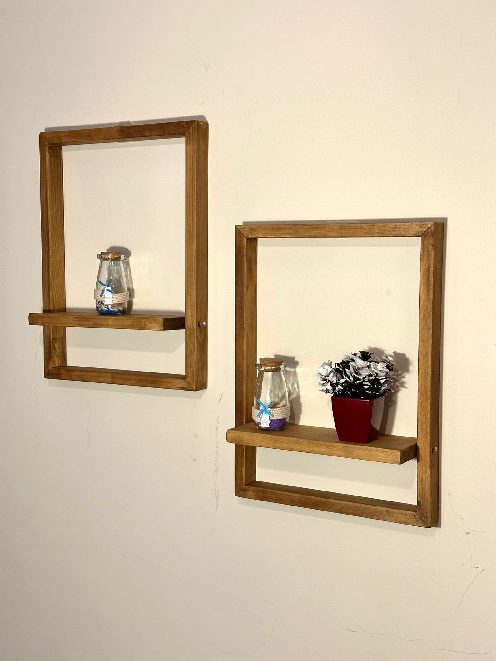 Wood Frame Set With 2 Shelves Wall Frame Holder Decorative Etsy