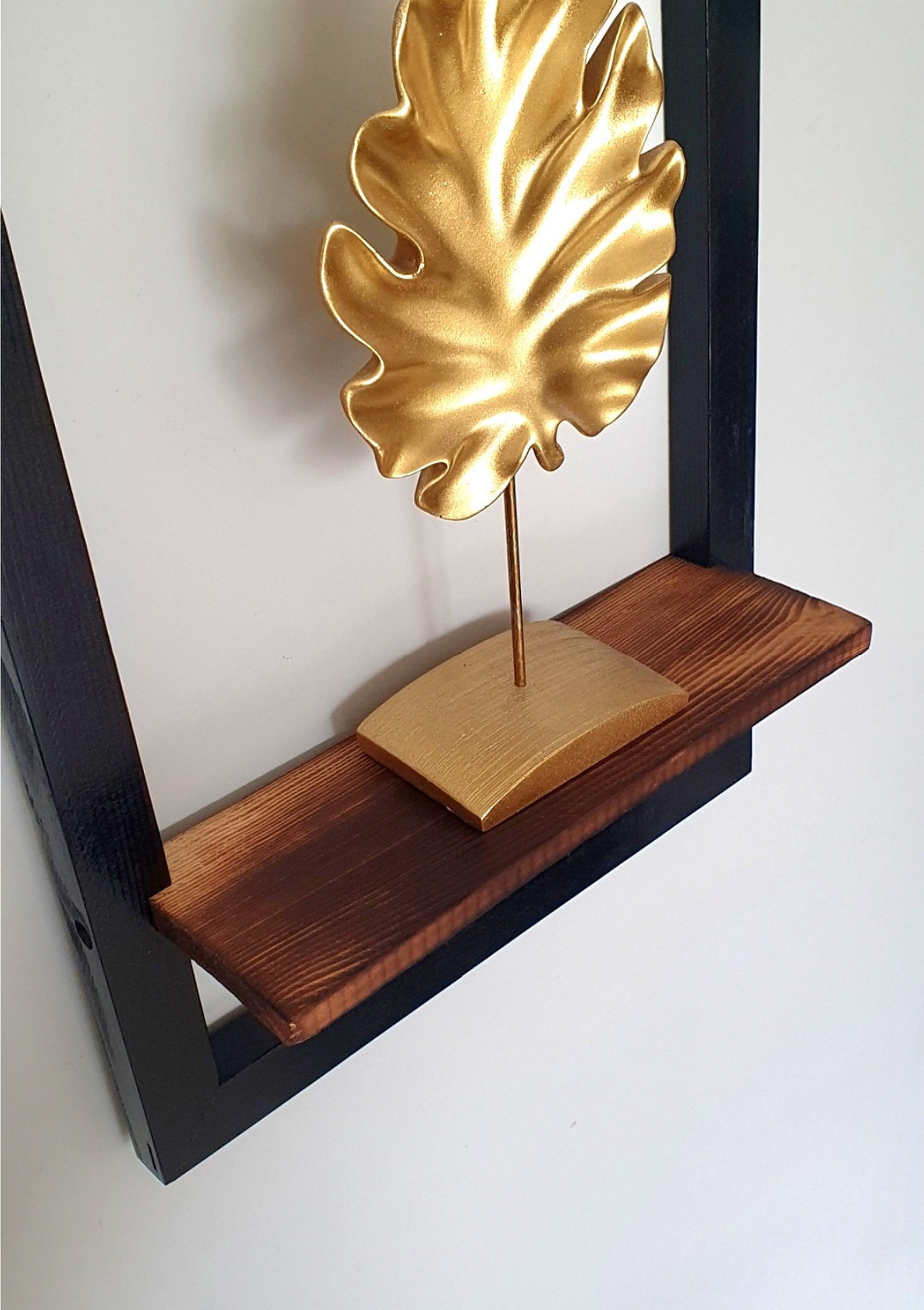 Wood Frame Set With 2 Shelves, Wall Frame Holder, Decorative Wooden