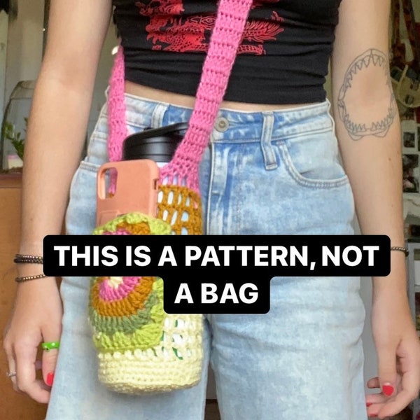 PDF PATTERN: Crochet Water Bottle Holder With Pocket