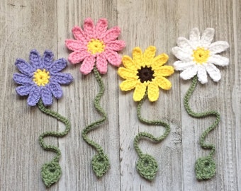 Crochet Daisy Bookmark, Handmade Spring Flower, Book Lover, Easter Gift