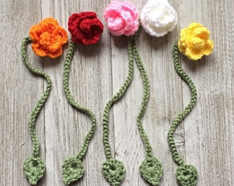 Crochet Rose Bookmark, Handmade Flower, Book Lover, Teacher Gifts