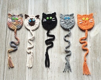 Cat Crochet Bookmark, Handmade Kitty, Book Lovers Gift, Cat Mom Gift, Pet Sitter Gift