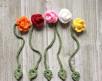 Crochet Rose Bookmark, Handmade Flower, Book Lover, Teacher Gifts