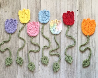 Tulip Bookmark Crochet Flower, Handmade Book Lover Gift, Spring Flowers, Book Club, Easter Gift