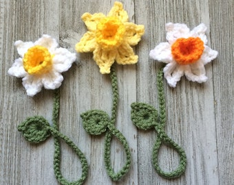 Daffodil Bookmark, Crochet Flower, Book Lover Gift, Teacher Appreciation, Handmade Mothers Day Gift