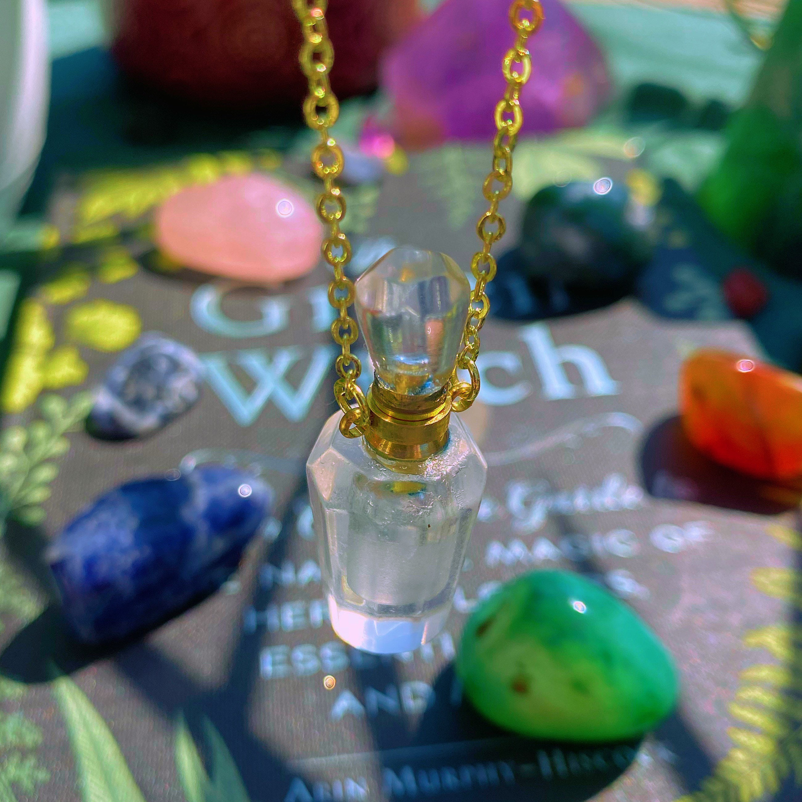 Essential Oil Clear Quartz Crystal Bottle Etsy