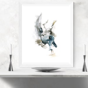 Jiu Jitsu Judo Blue Abstract Statement Watercolor Artwork 'The Timing'