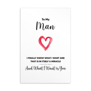 To My Man Card, Valentijnsdag kaart voor hem, verjaardagskaart voor hem, echtgenoot verjaardagskaart, vriend kerstcadeau