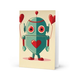 Cartão de Dia dos Namorados, Cartão de Robô, Cartão de Amor, Cartão de Marido, Cartão de Aniversário