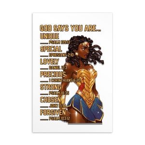 God zegt dat je kaart bent, Afro-Amerikaanse ansichtkaart, zwart en trots, je bent uniek, zwarte vrouwenkaart, verjaardagskaart, afstudeercadeau