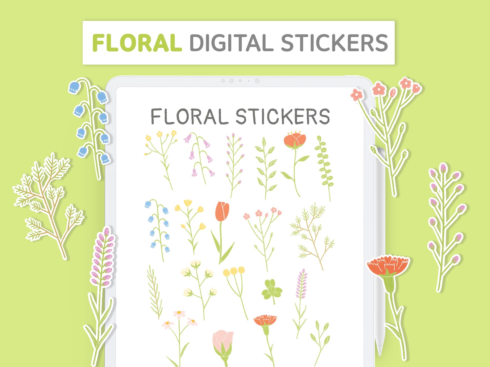 Goodnotes Stickers Floral Digital Stickers Floral Flowers Etsy