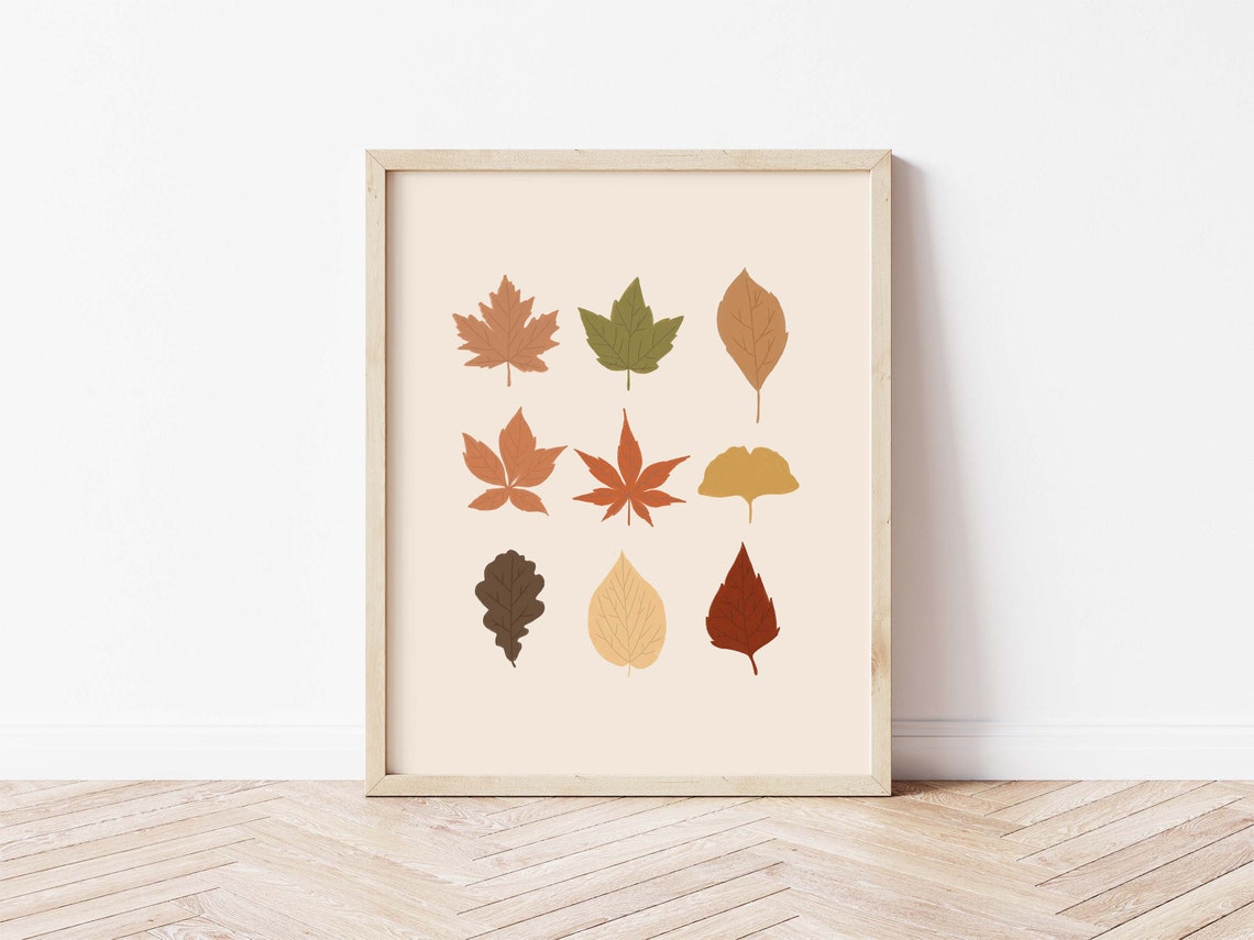 Printable Leaf Wall Art Fall Wall Art Printable Fall Wall Decor Simple Maple Prints Autumn Wall