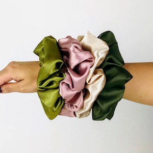 Set of Oversized Silky Satin Scrunchies, XL Scrunchies, Maxi Scrunchies image 1