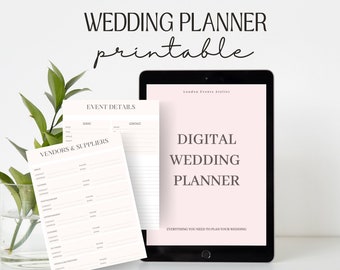 Printable WEDDING Planner | FREE CHECKLIST | Bonus: Free 12 Months Wedding Plan Checklist | Digital | Wedding Organiser | Bride To Be