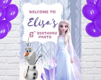 FROZEN WELCOME SIGN | Frozen Backdrop | Frozen Happy Birthday Sign Poster | Anna Elsa Poster | Frozen Poster | Frozen Party Decorations