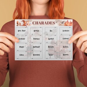 Harry potter birthday party, harry potter games, harry potter kids party ideas. Printable Harry Potter themed birthday printabtle family games, family games, pritnable charades, Harry potter charades, printable kids games, birthday kids games.