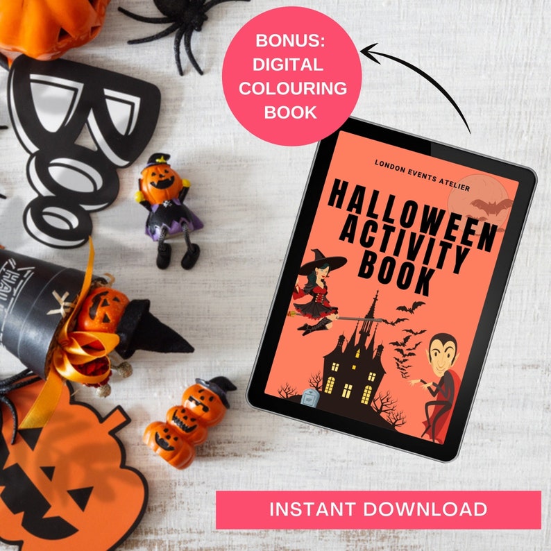 Halloween kids activity book, halloween kids busy book, halloween busy book, halloween activity book, kids Halloween games, halloween puzzles, halloween printable games, kids halloween activity book, printable halloween games, printable busy book.