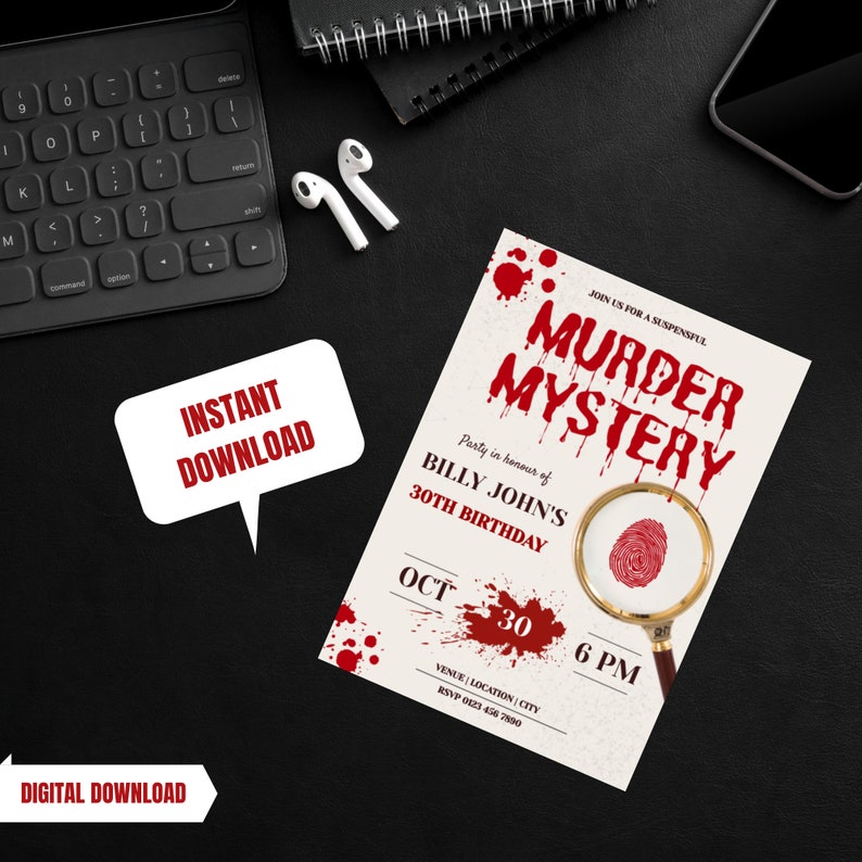 MURDER MYSTERY Dinner Party INVITATION Party Birthday - Etsy