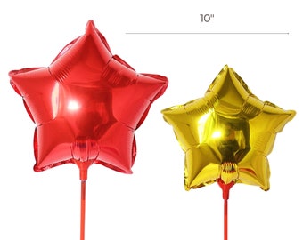 STAR FOIL BALLOONS | 5" | Red & Gold Mini Star Balloons | Birthday Balloons | Party Balloons | Christmas Ballons